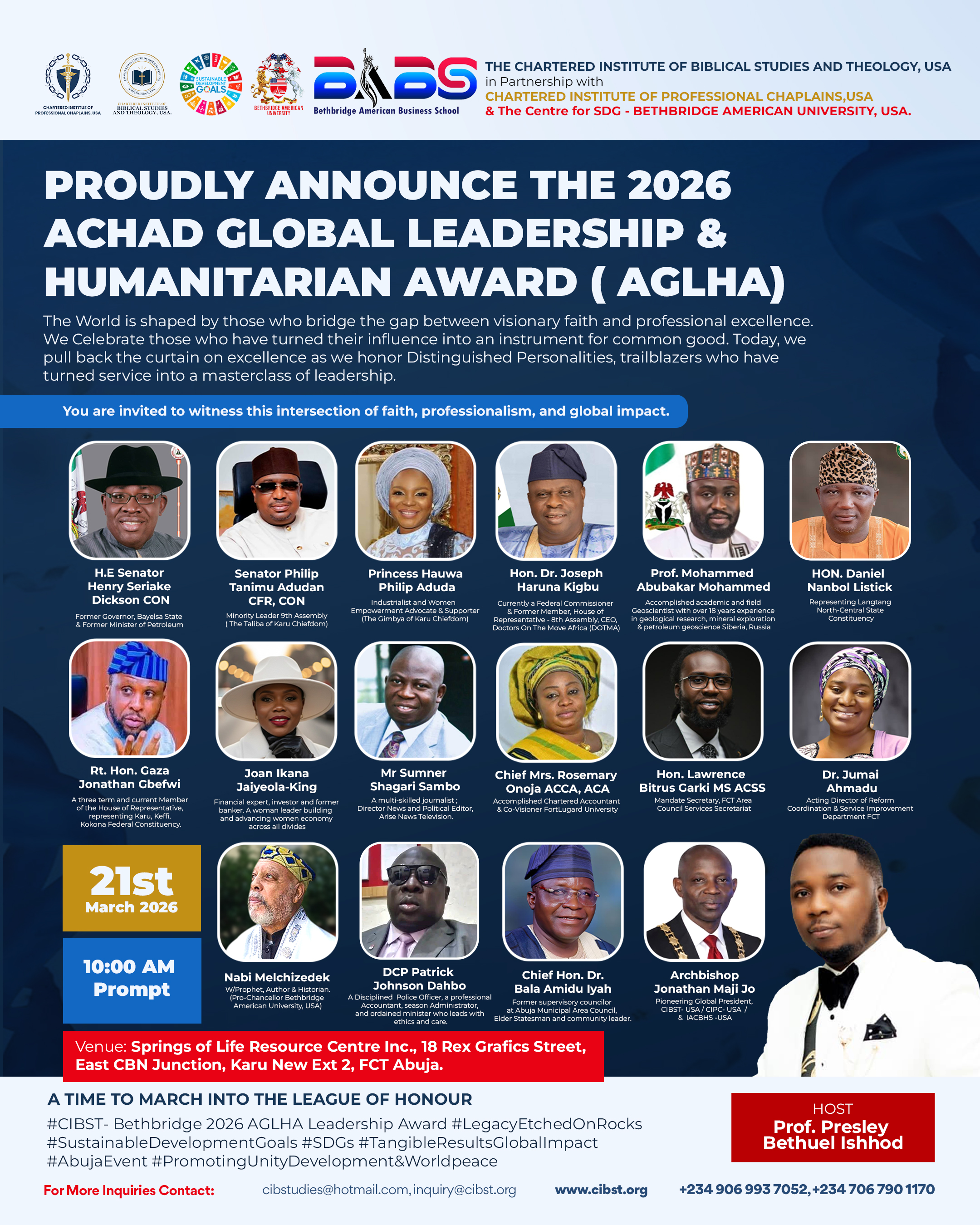 A League of Honour: 2026 Achad Global Leadership & Humanitarian Award