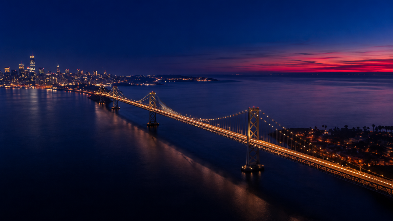 The BETHBRIDGE bridge spanning two continents at dusk